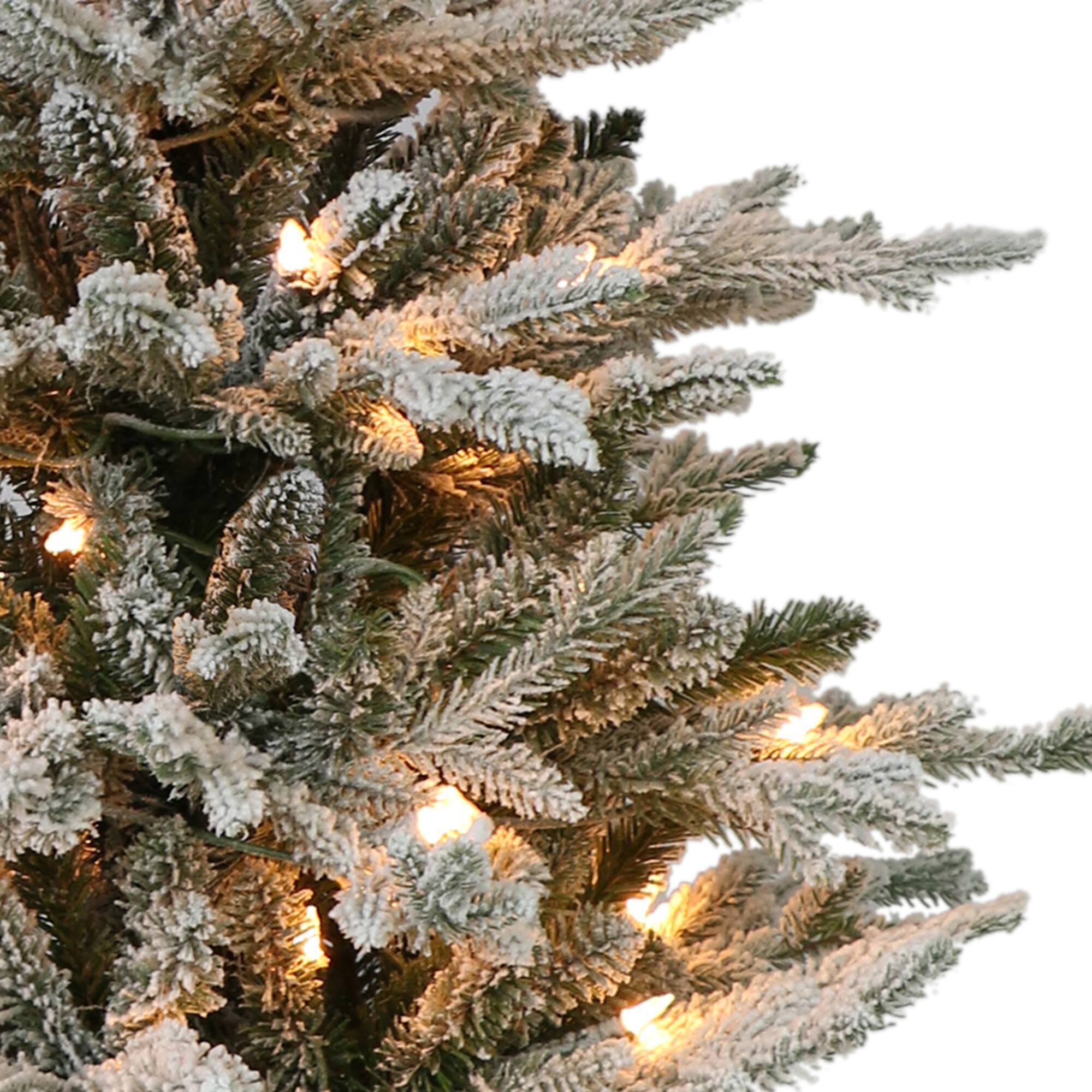 6 Pack: 4.5ft. Pre-Lit Flocked Arctic Fir Artificial Christmas Tree in Stump Planter, Clear Lights